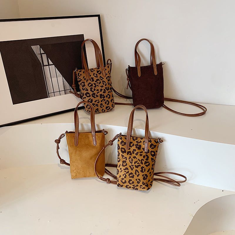 Womens Leopard Print PU Tote Bag Crossbody Mini Purse