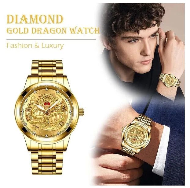 Gold Quartz Watch For Men Luxury