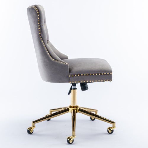 Velvet Office Chair Swivel Gold Base Tufted
