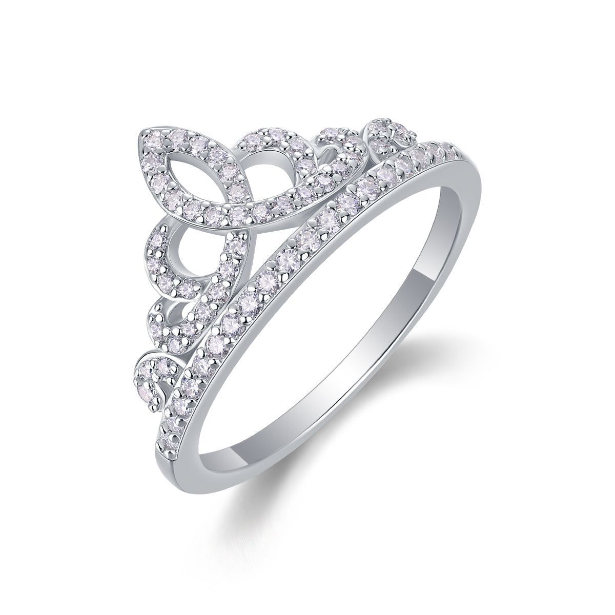 Crown Style Moissanite Ring S925 Silver Elegance
