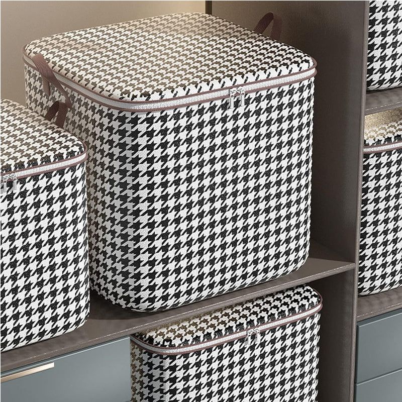 Foldable Zippered Storage Bags Houndstooth Print Set