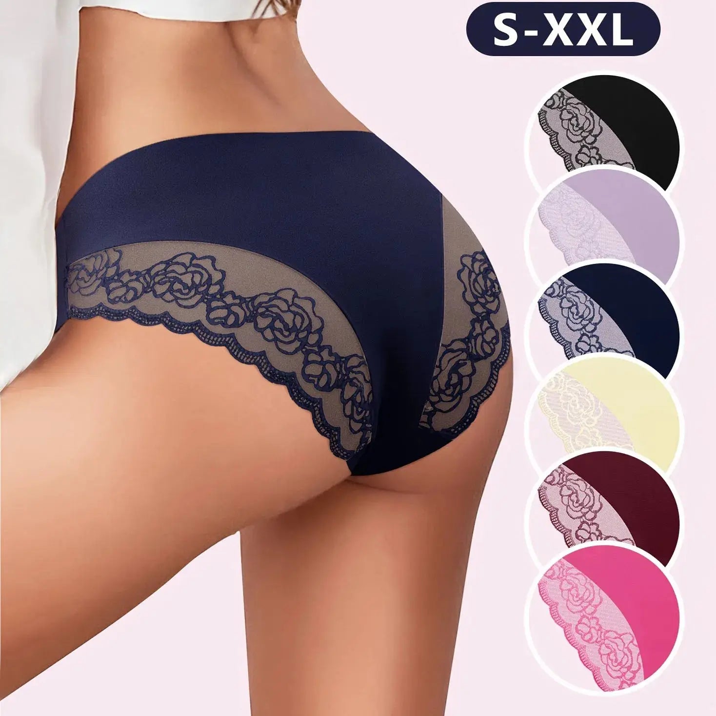 6 Pack Lace Triangle Panties Low Waist Set