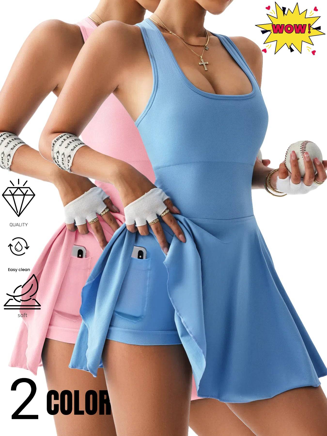 Womens High Waist Stretch Dress Two Pack For Active Wear