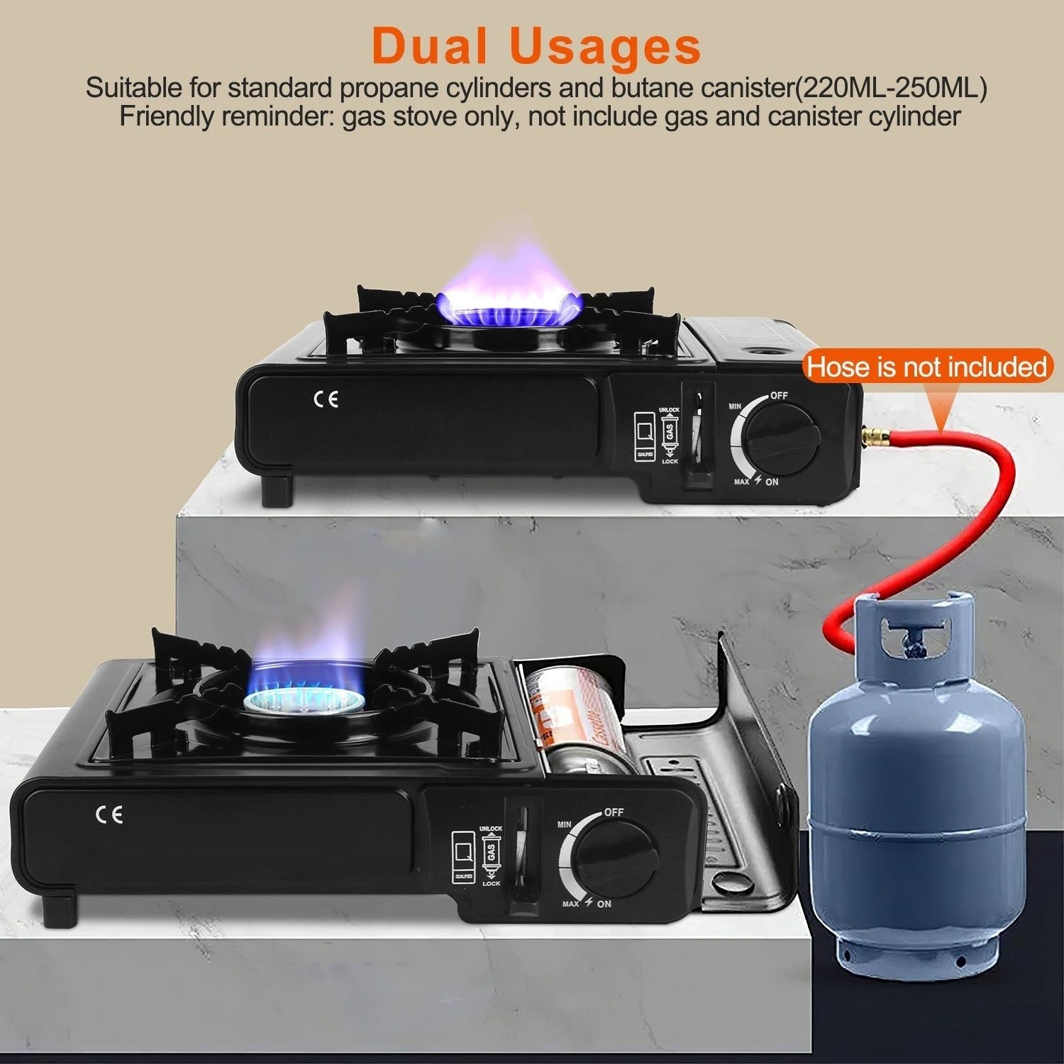 3300W Dual Fuel Portable Gas Stove with Carry Case