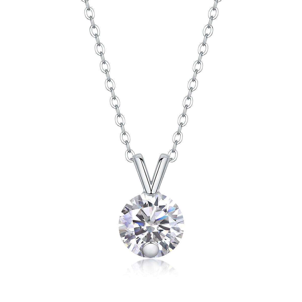 S925 Silver Moissanite Necklace V Chain 2 Carats