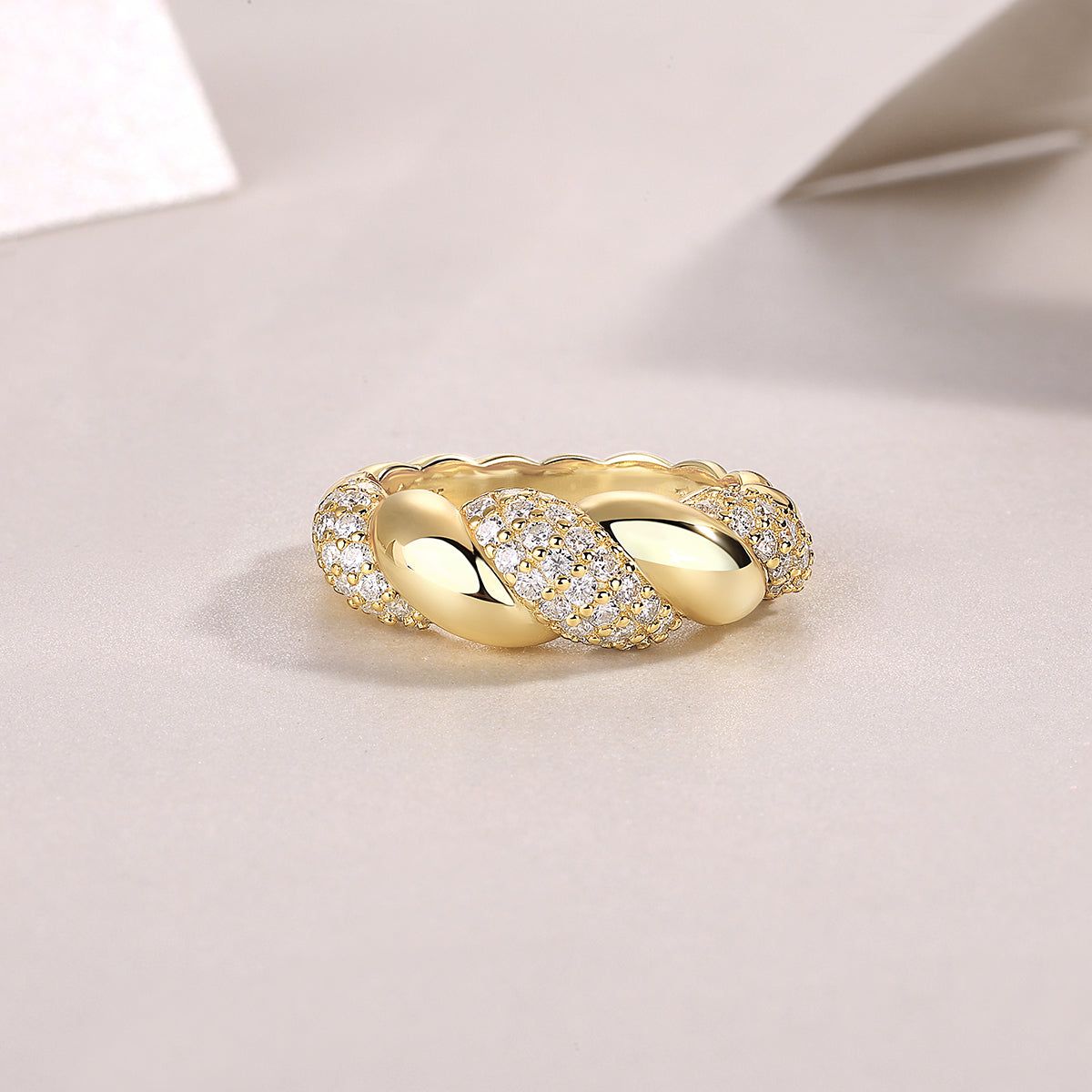 Sterling Silver Ring with Gold Plating and Moissanite