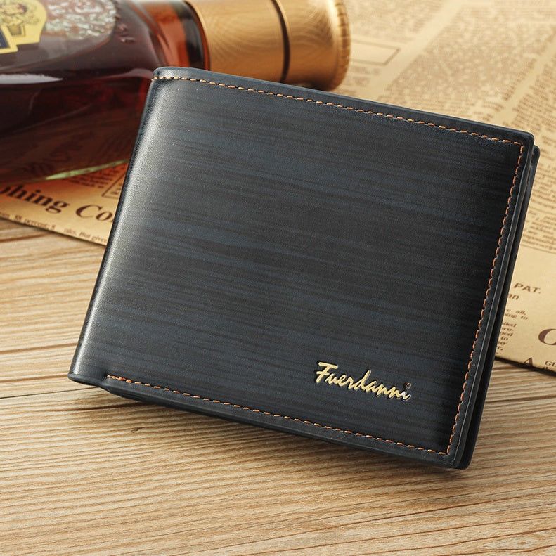 Mens Slim Leather Wallet with ID Window and Billfold