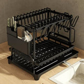 2 Tier Dish Drying Rack With Drainage And Storage