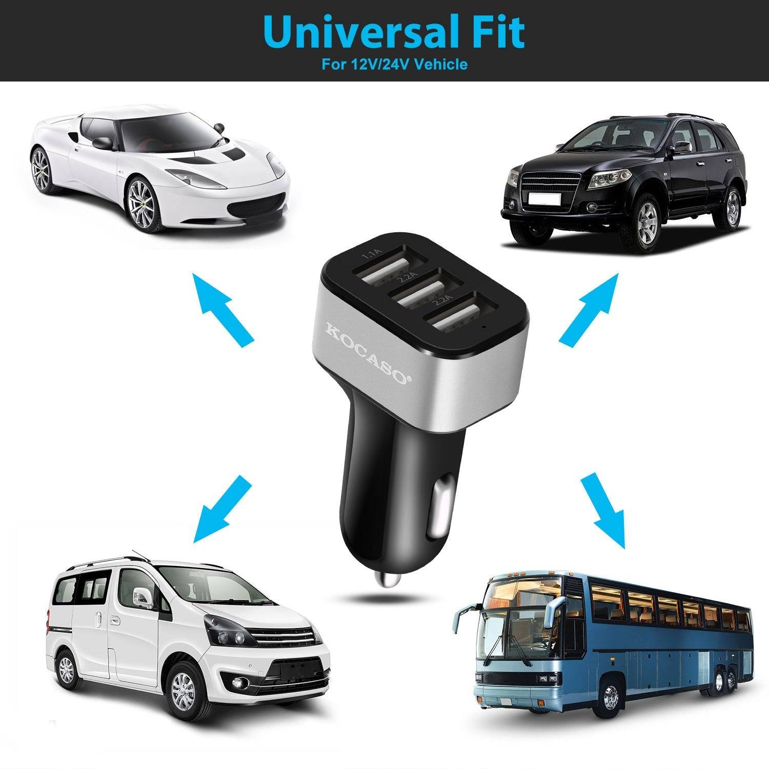 3 Port USB Car Charger 30W 5.5A Fast Charging Adapter