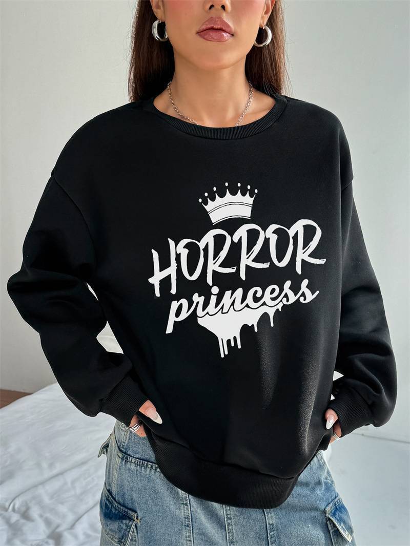 Womens Crewneck Sweatshirts With Pockets Casual Fit