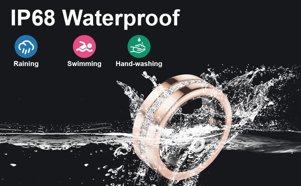 Rose Gold Smart Ring with Health Tracking and Diamond Finish