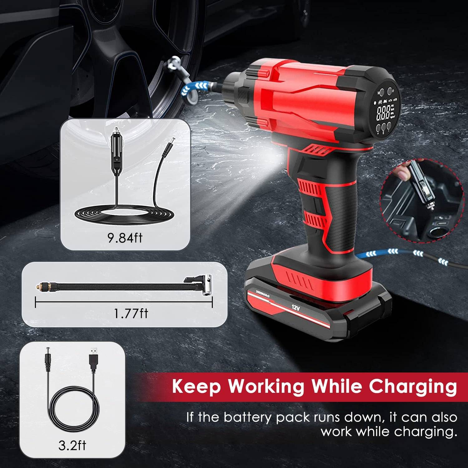 Wireless Tire Inflator 150 PSI Rechargeable