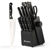 19 Piece German Steel Kitchen Knife Set with Block