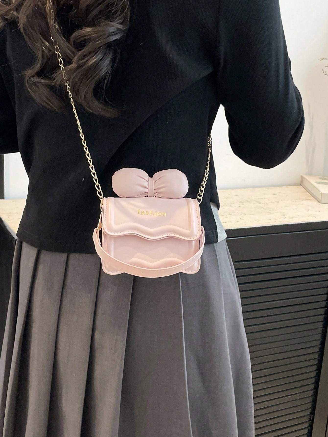 Mini Bag for Girls Bow Chain Crossbody Shoulder Purse