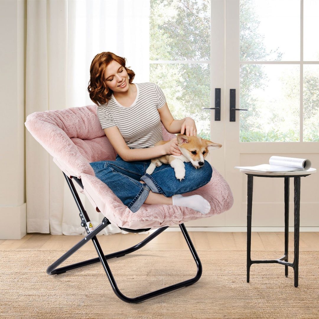 Faux Fur Folding Chair Large Lounge