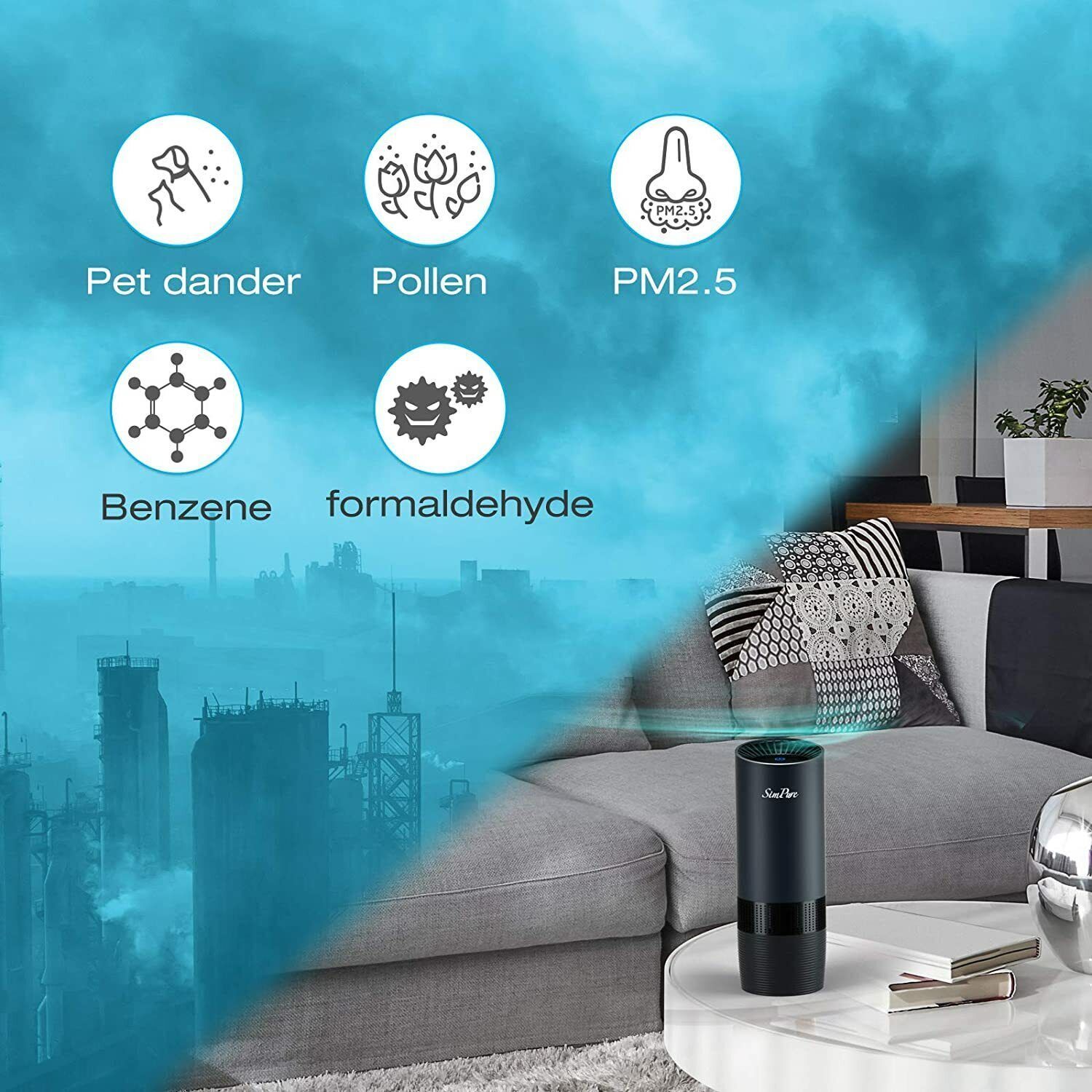 Air Purifier Portable MS6 H13 HEPA Ionizer for Car and Home