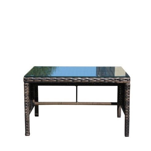Coffee Table Rattan Outdoor with Tempered Glass
