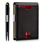 Wallet Men Genuine Leather Slim Bifold RFID Blocking