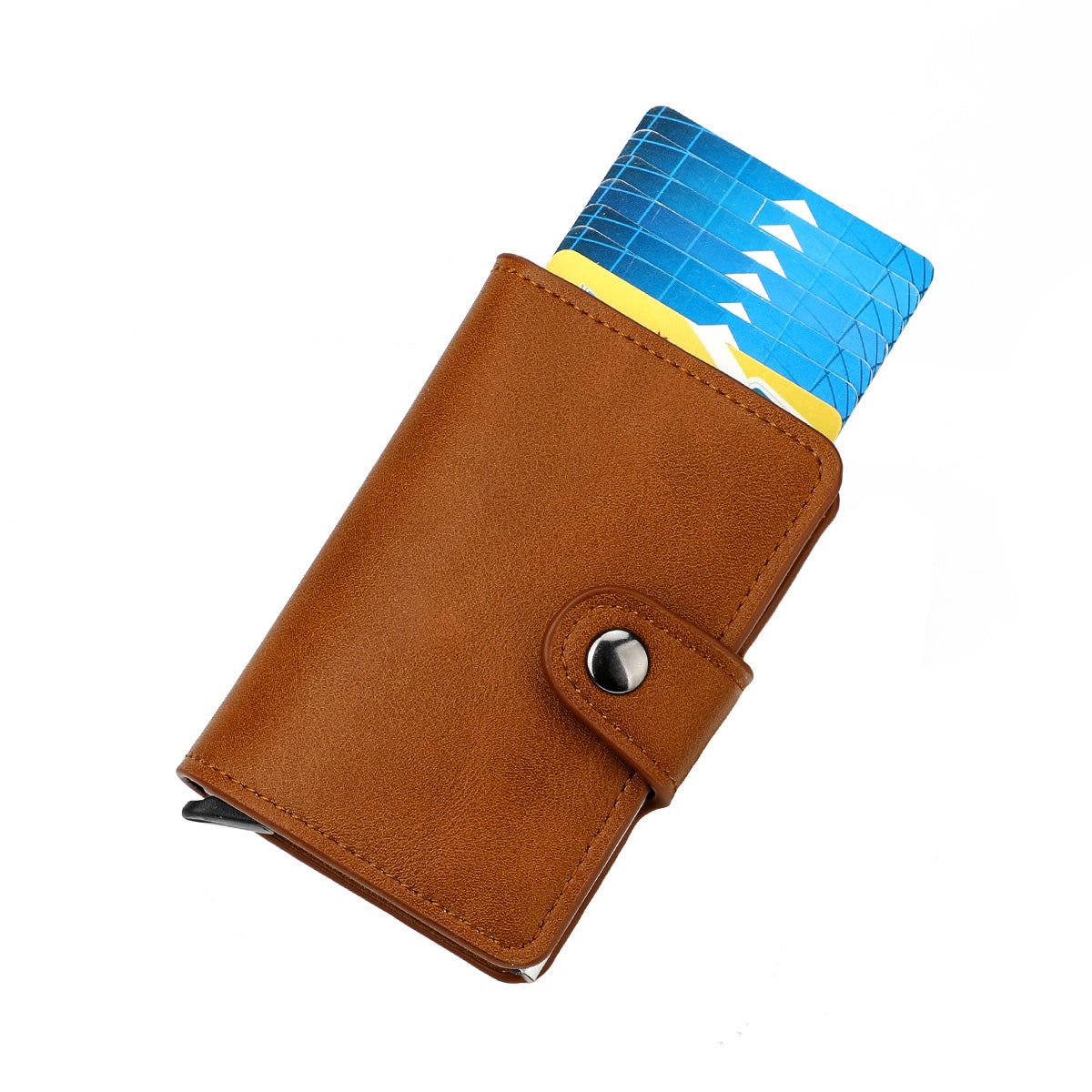 Mens Brown Wallet with Card Holder and Snap Closure