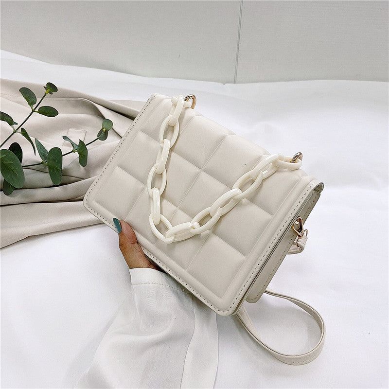 Women Small Square Tote Bag with Candy Chain Strap