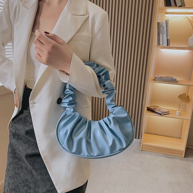 Women Cloud Pleated Shoulder Bag in Pure Color