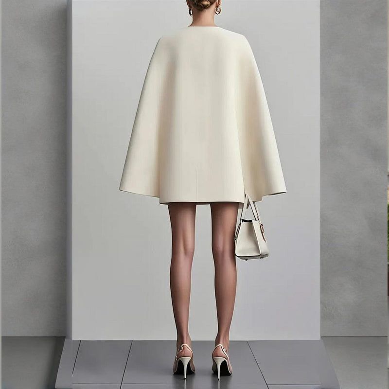 Womens V Neck Cape Sleeve Blazer Dress for Spring Events