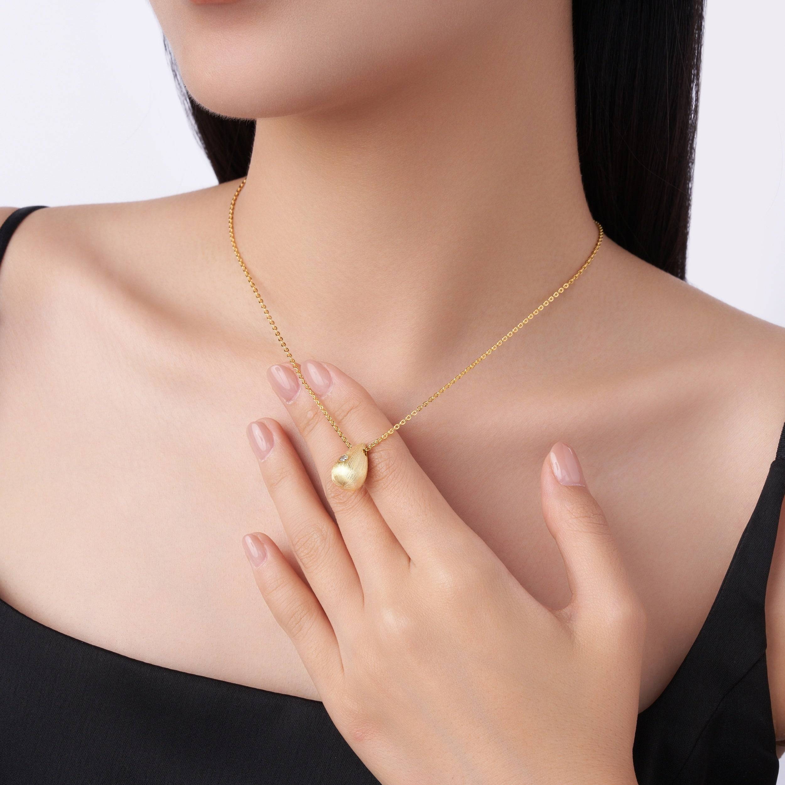 Moissanite Silver Necklace with Water Drop Pendant