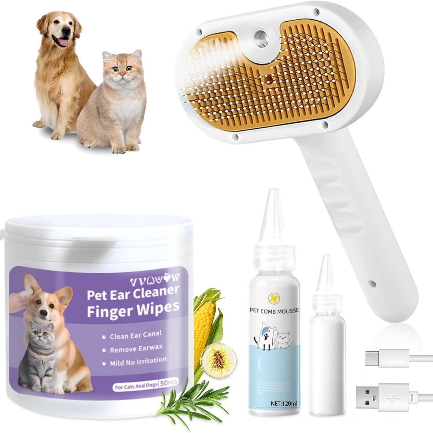 Pet Steam Dog Grooming Brush Kit For Cats And Dogs