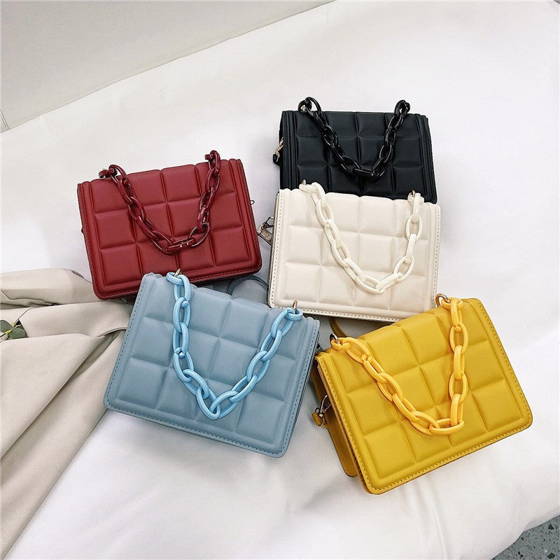 Women Small Square Tote Bag with Candy Chain Strap