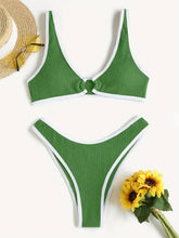 Solid Color Green Bikini Set Two Piece Swimwear