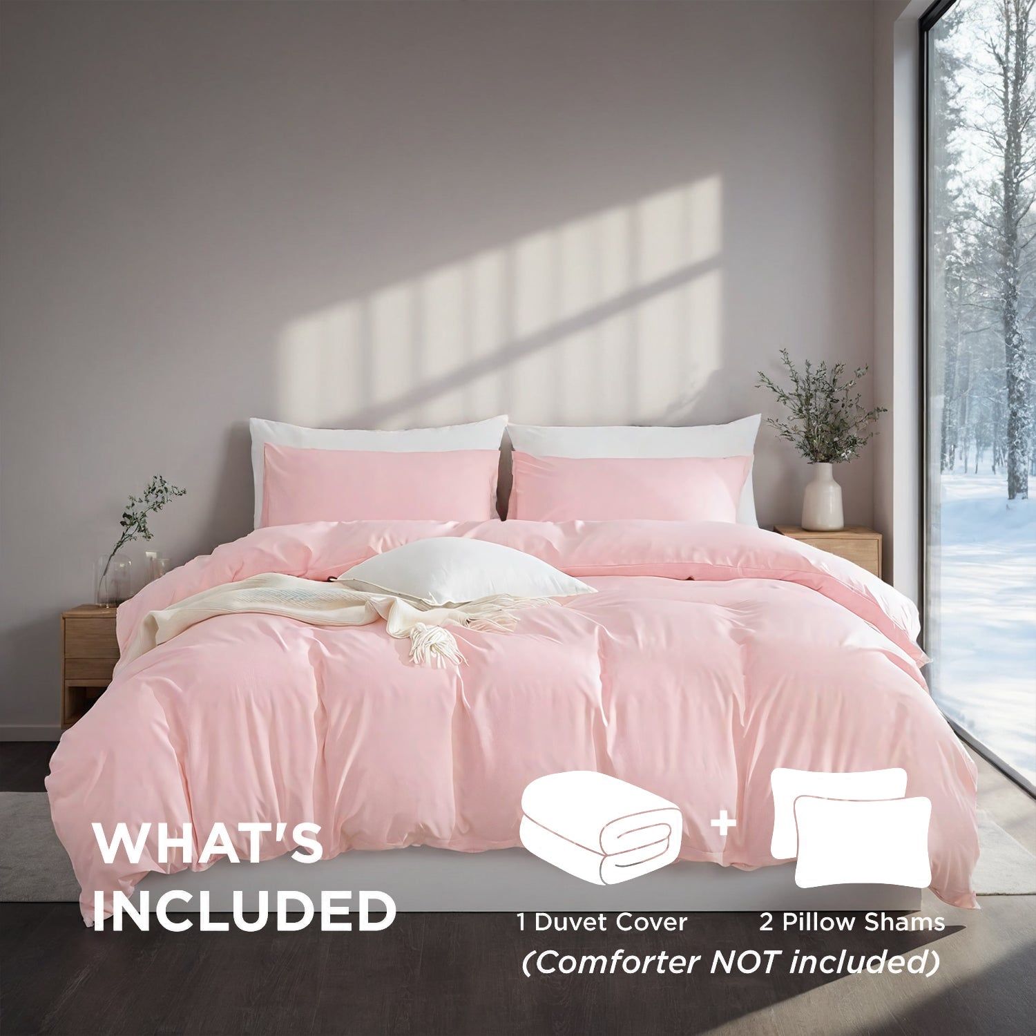 Extra Large Duvet Covers Set in White and Pink