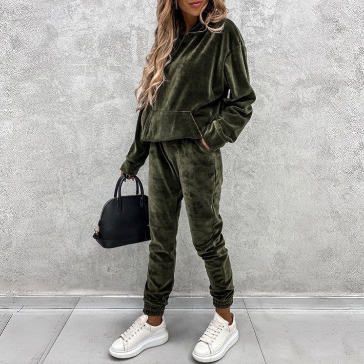 Women’s Two Piece Set Silver Fox Velvet Tracksuit