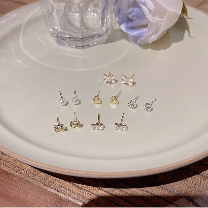 6 Piece Minimalist Stud Earrings Set Elegant Style