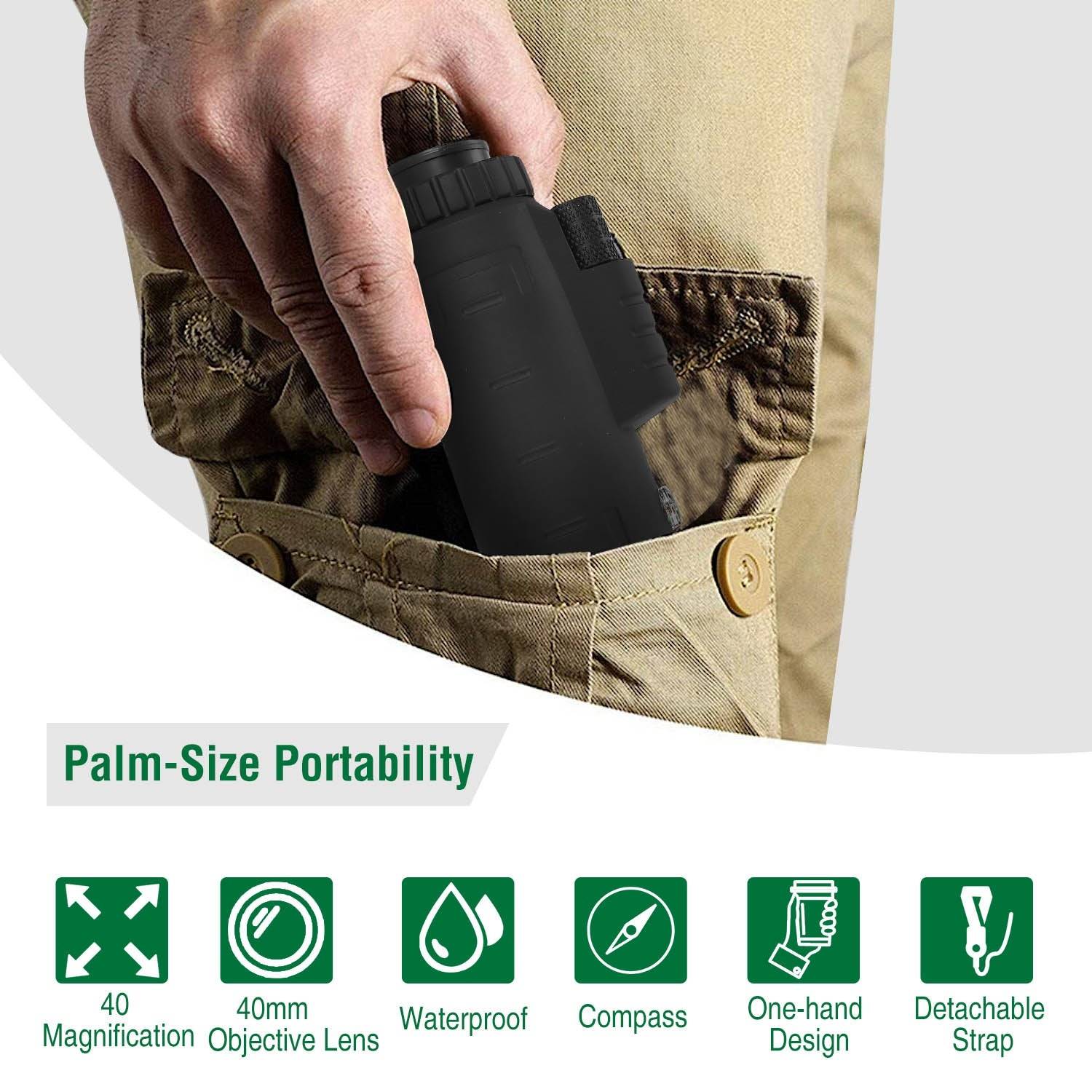 40x40 Monocular Telescope With Tripod And Phone Mount