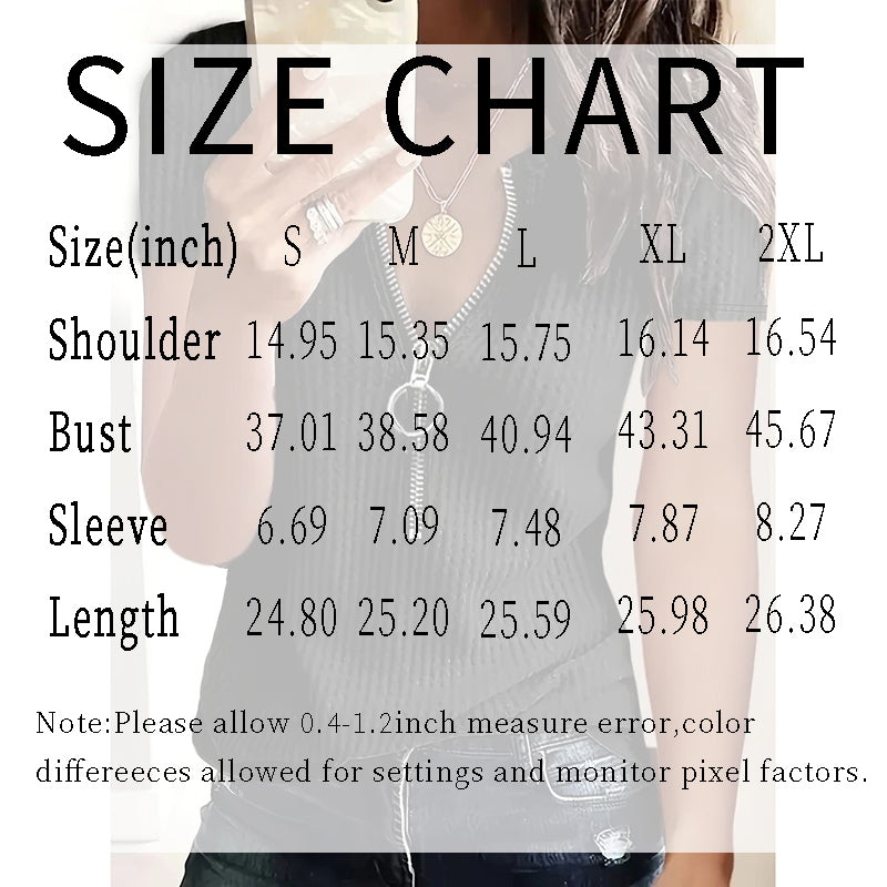 2 Pack Tunic Top Zipper V Neck Loose Fit Summer Style