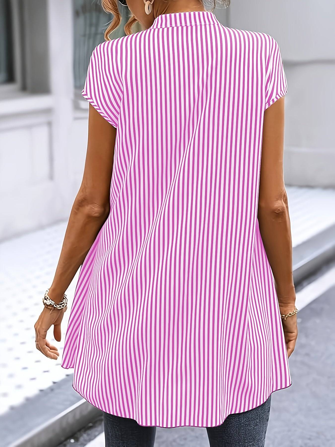 Striped Short Sleeve Shirt Casual Summer