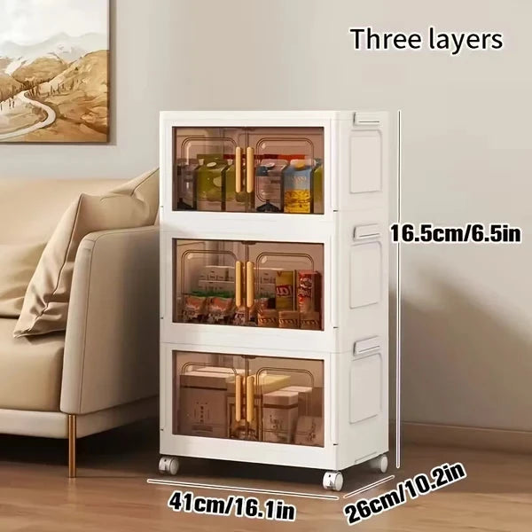 3-Tier Foldable Storage Cabinet with Portable Design