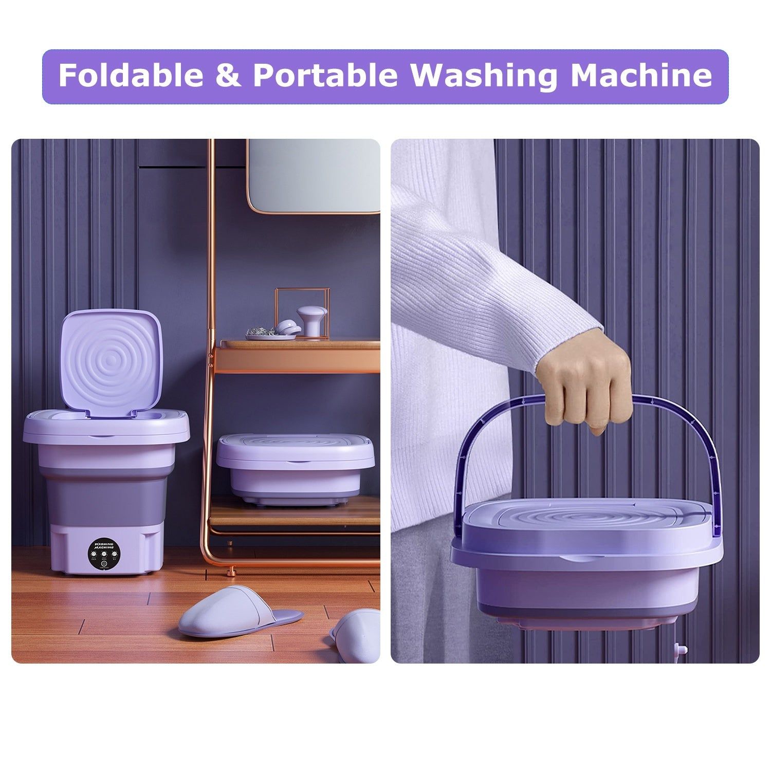 Foldable Portable Washing Machine with 3 Modes 8L Capacity