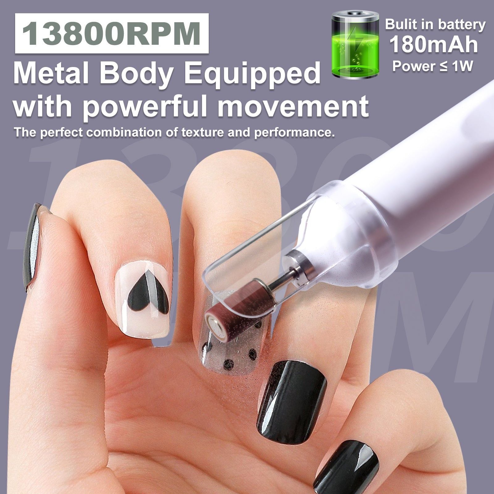 Cordless Nail Drill with LED Display and 3 Speed Control