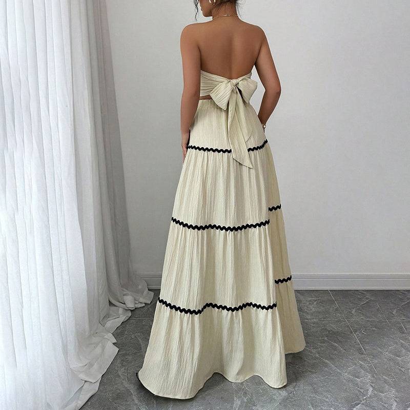 Womens Summer Two Piece Set With Strapless Skirt