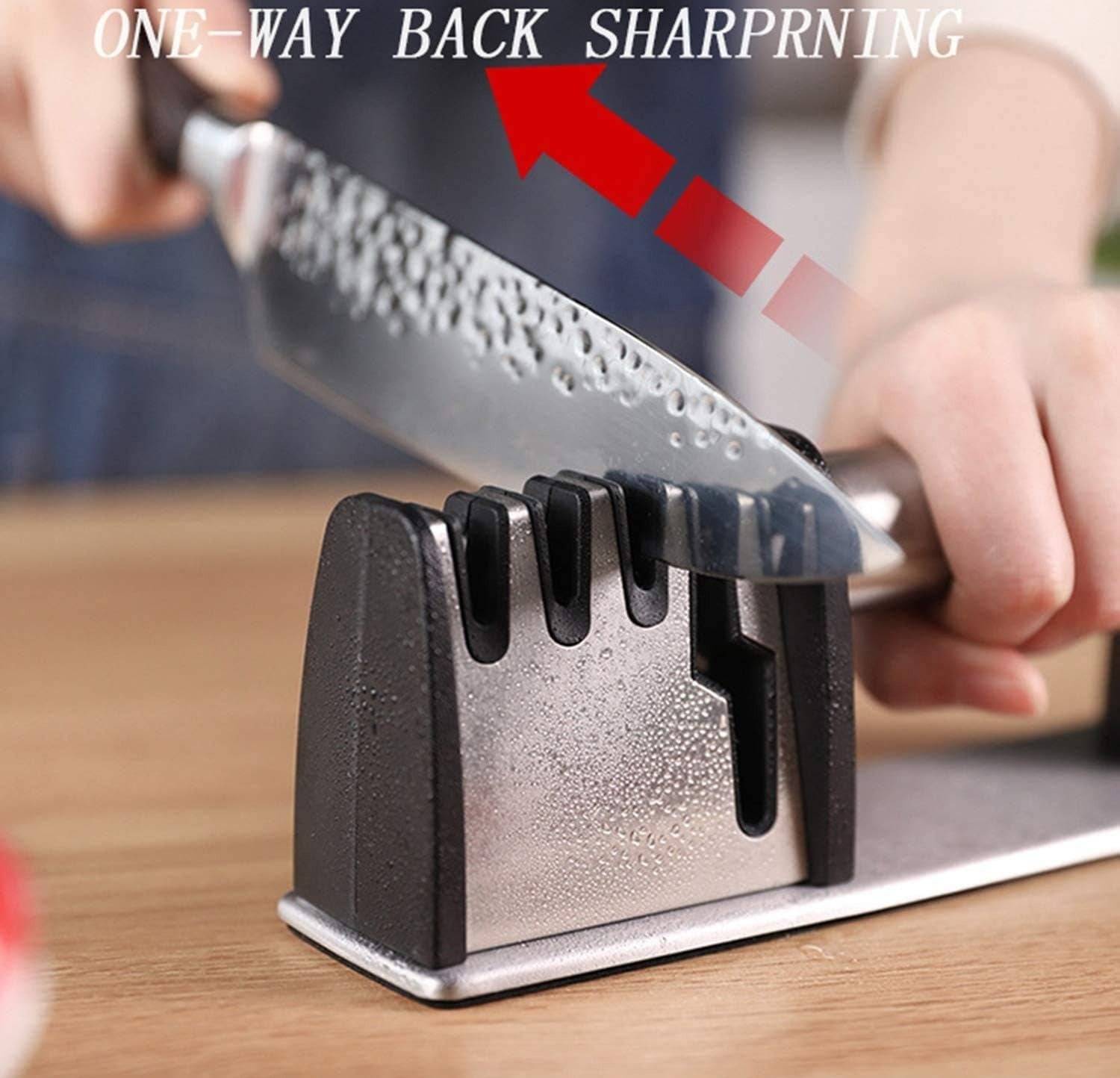 Compact 4 in 1 Manual Knife Sharpener for Kitchen Use