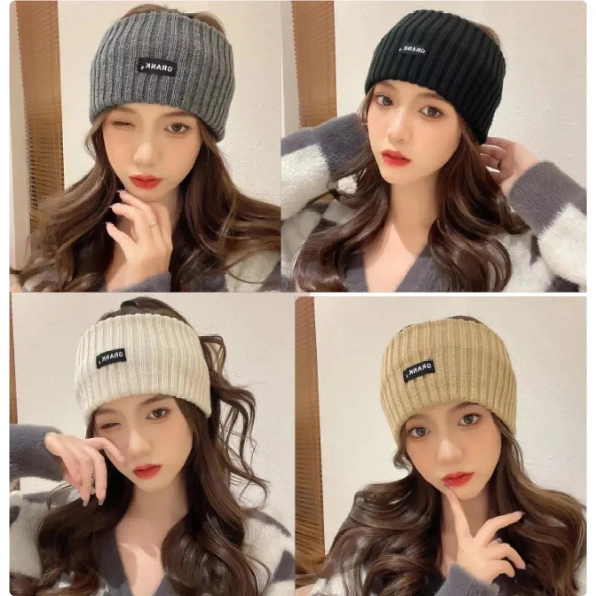 Warm Plaid Sports Knit Headbands 4 Pack Unisex Ear Warmer