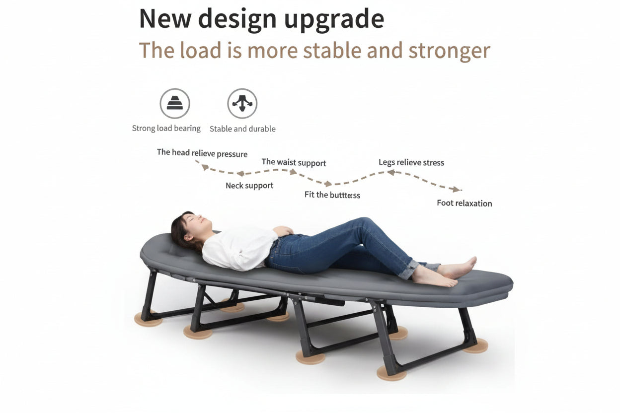 Adjustable Folding Bed with Mattress for Indoor Outdoor