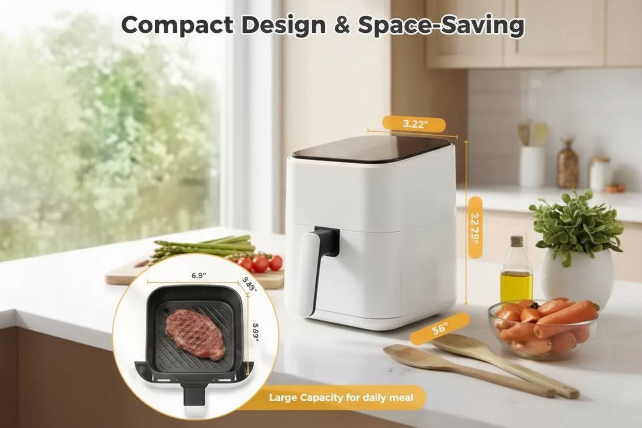 3QT Air Fryer Digital Controls Compact Healthy Cooking