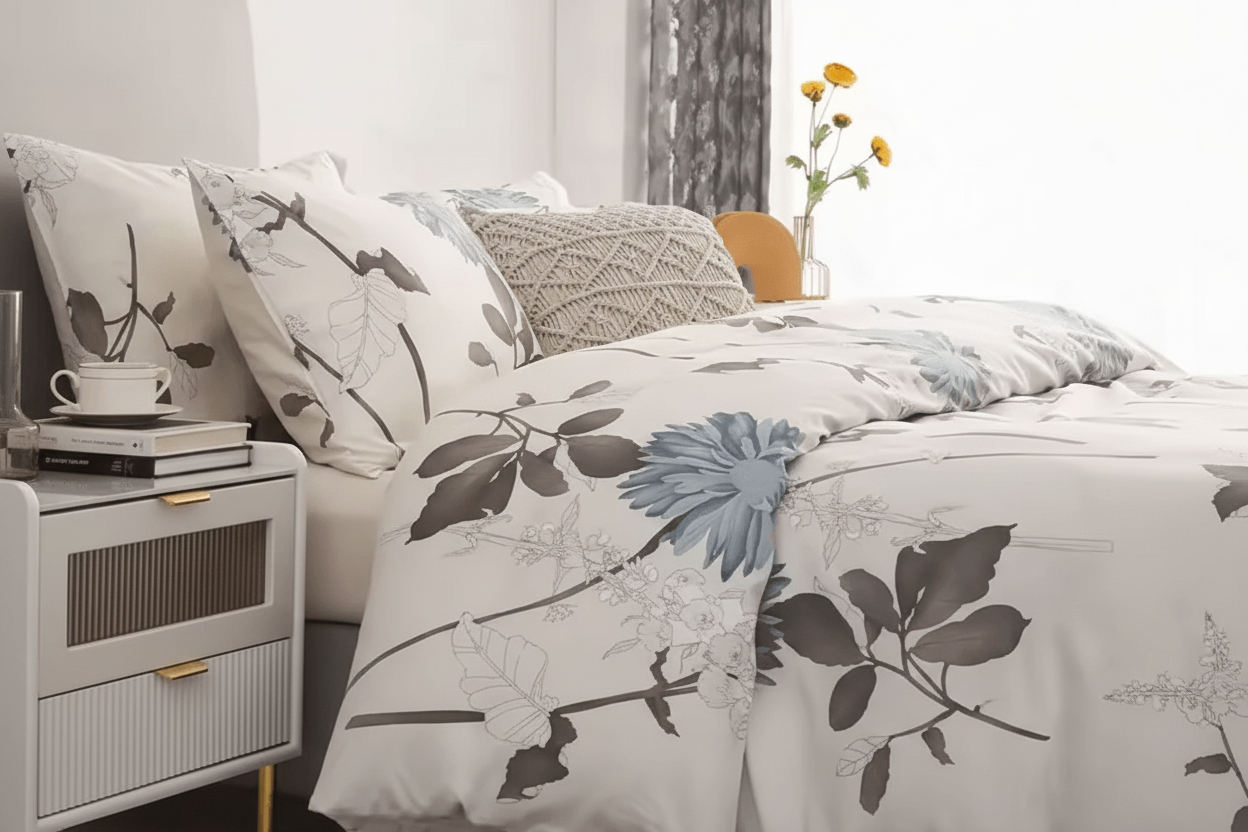 Floral Print Duvet Cover Queen Bedding Set