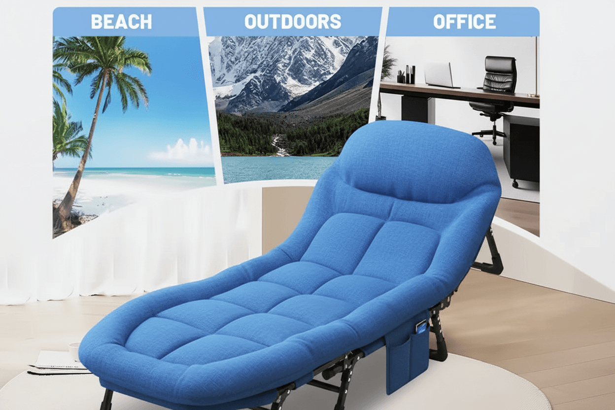 Adjustable Folding Bed with Mattress for Indoor Outdoor