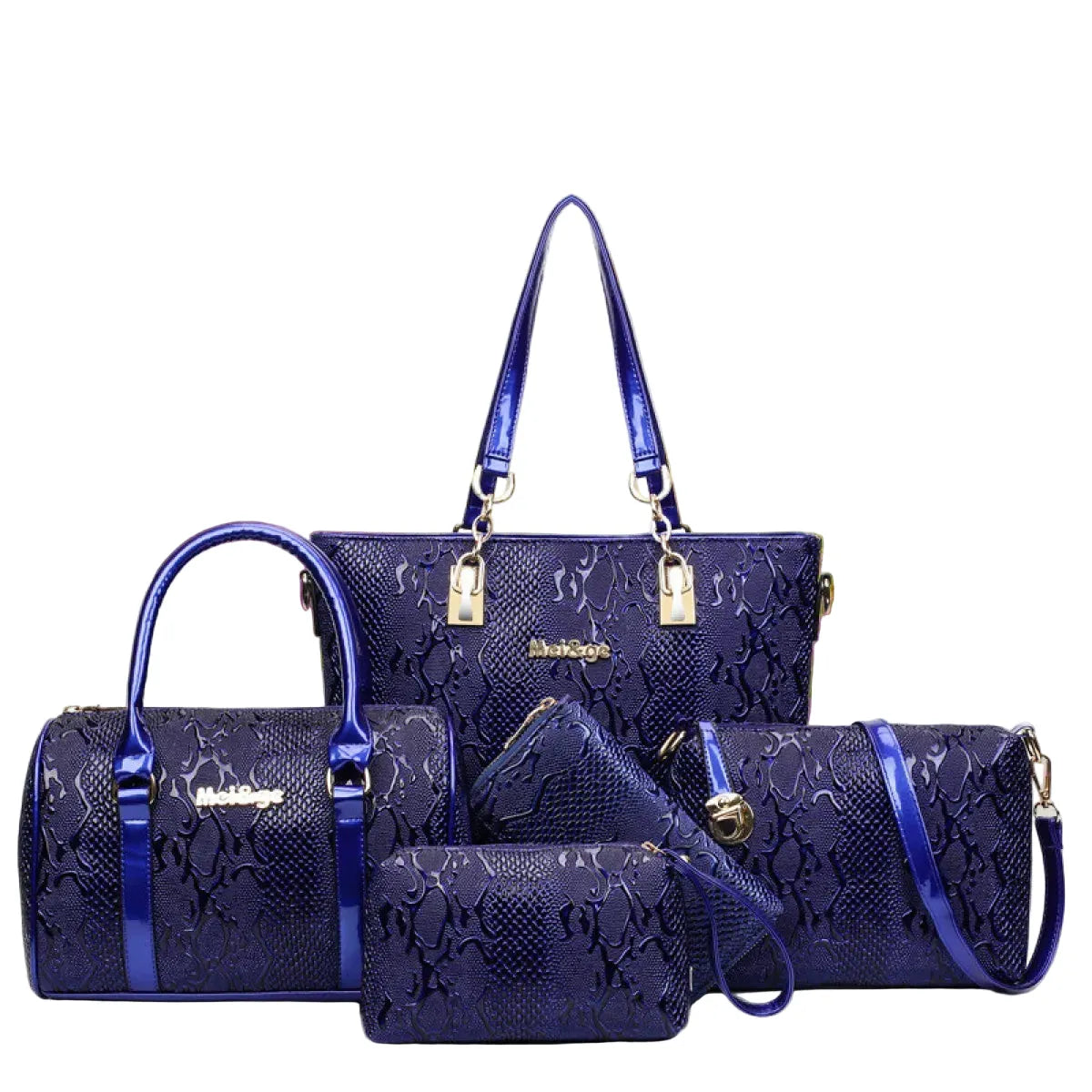 Glossy PU Leather Bag Set Tote Satchel Crossbody Wallet