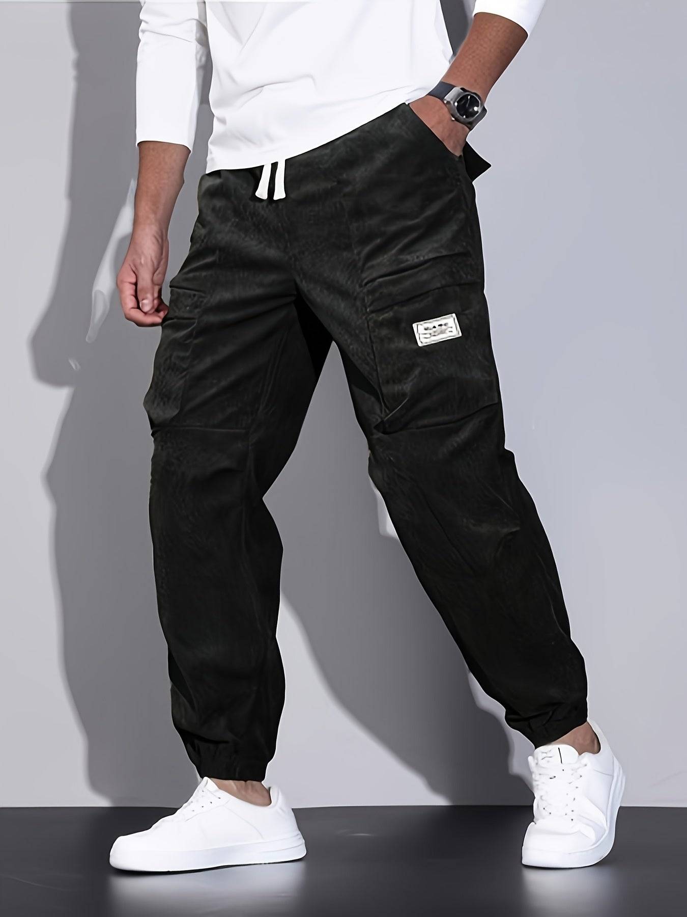 Men's Velvet Cargo Pants 3-Pack – Solid Color, Pockets, Casual & Warm for Fall/Winter
