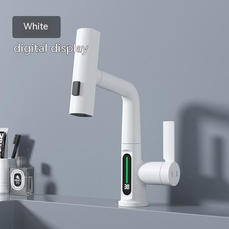 Intelligent Digital Display Faucet Pull-out Basin Faucet Temperature Digital Display Rotation - PMMNAPOLES