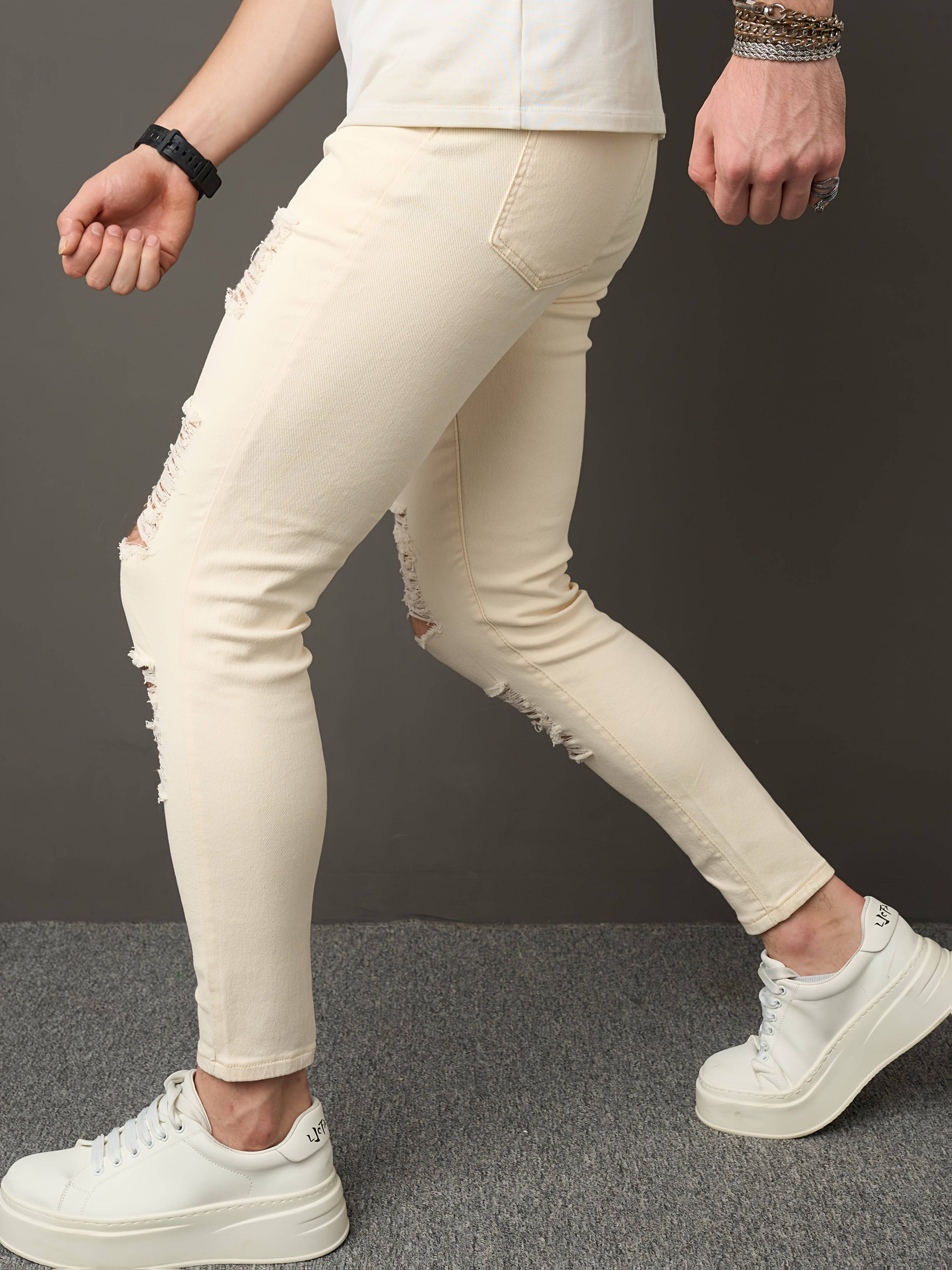 Men’s Slim Fit Jeans Youth Fashion Denim Pants with Tapered Small Leg Design Casual Spring & Autumn Wear